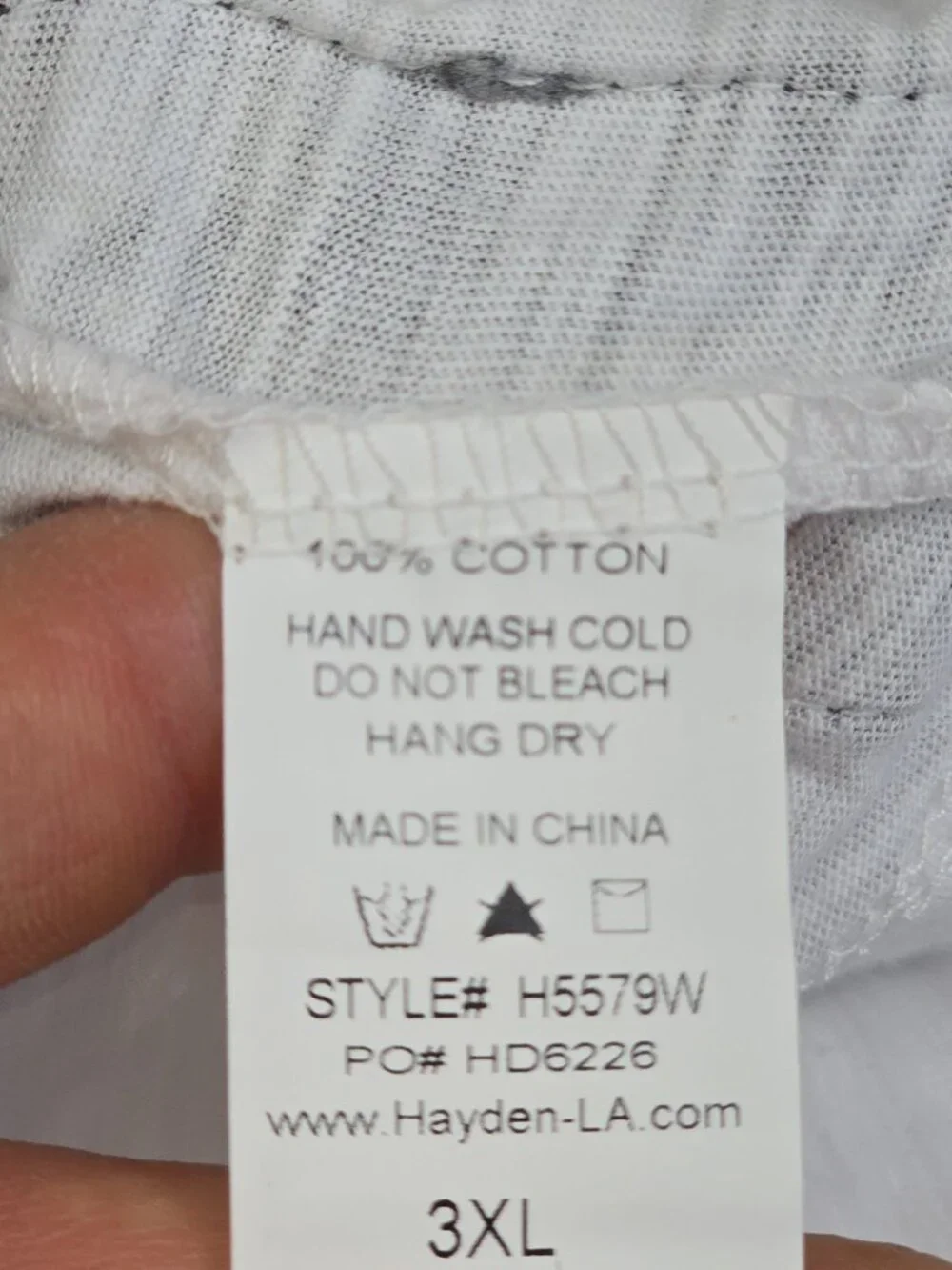 NWT Hayden Los Angeles White Cotton Distressed Tee Lace-Up Sides Keyhole 3XL - Picture 3 of 4